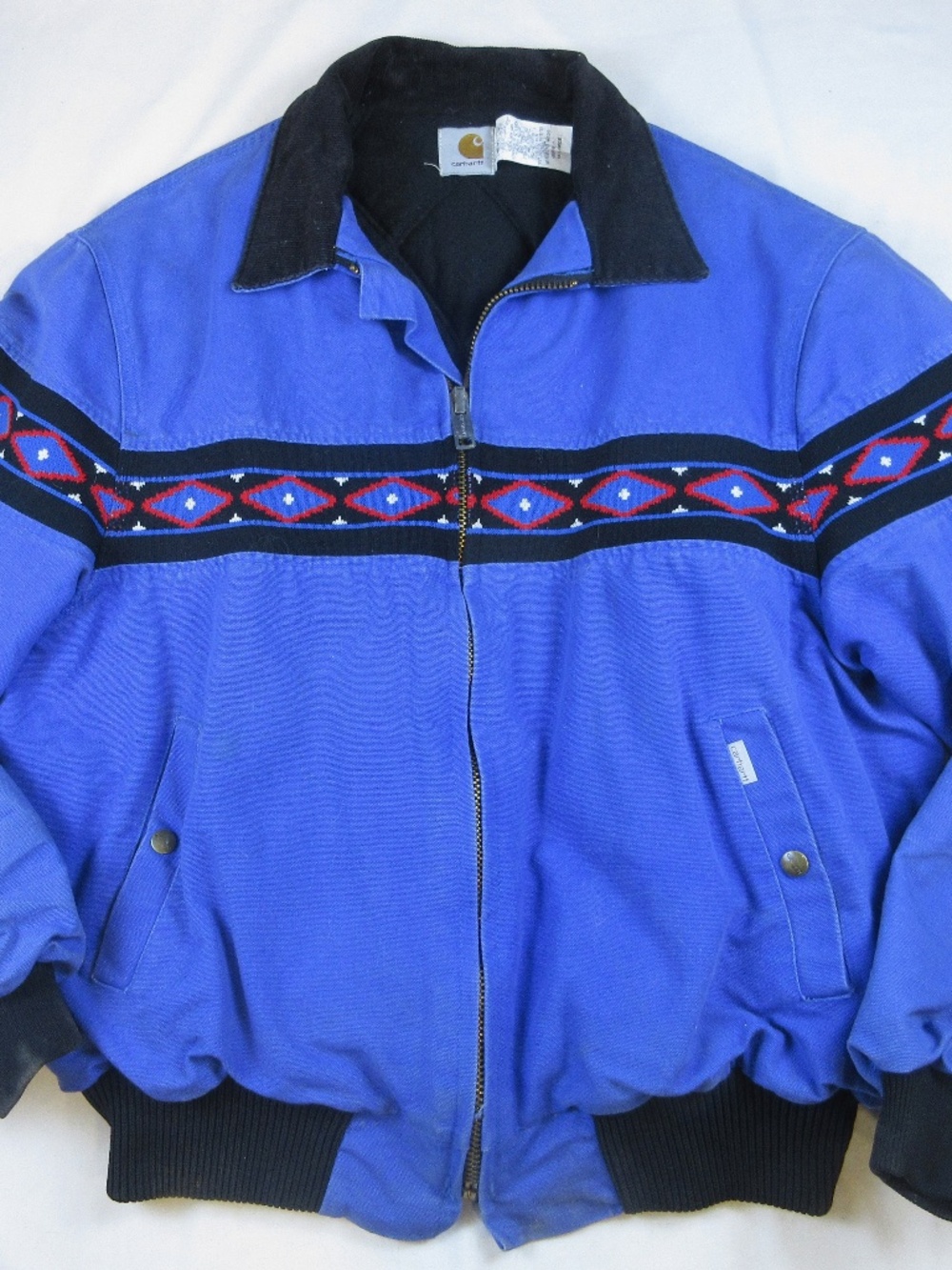 Vintage Carhartt Bomber Jacket, Blue / Aztec Trim, Sz XXL Mens